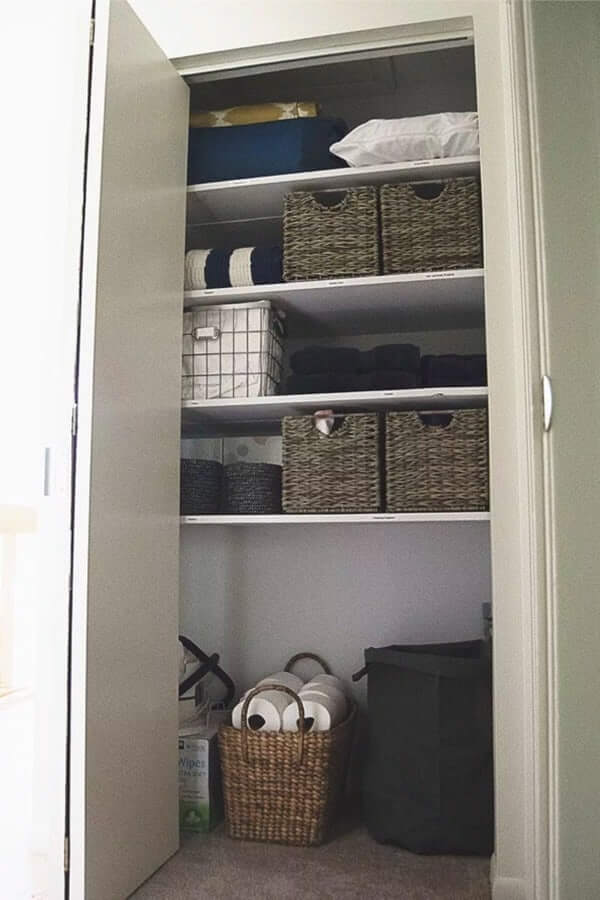 Simple Linen Closet Bins baskets for linen closet organizers