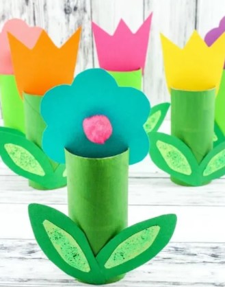 paper roll spring flowers craft