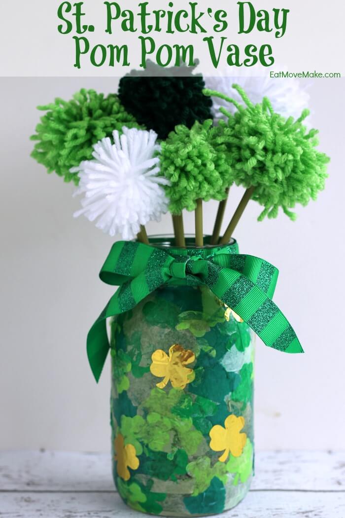 St. Patricks Day Pom Pom Vase