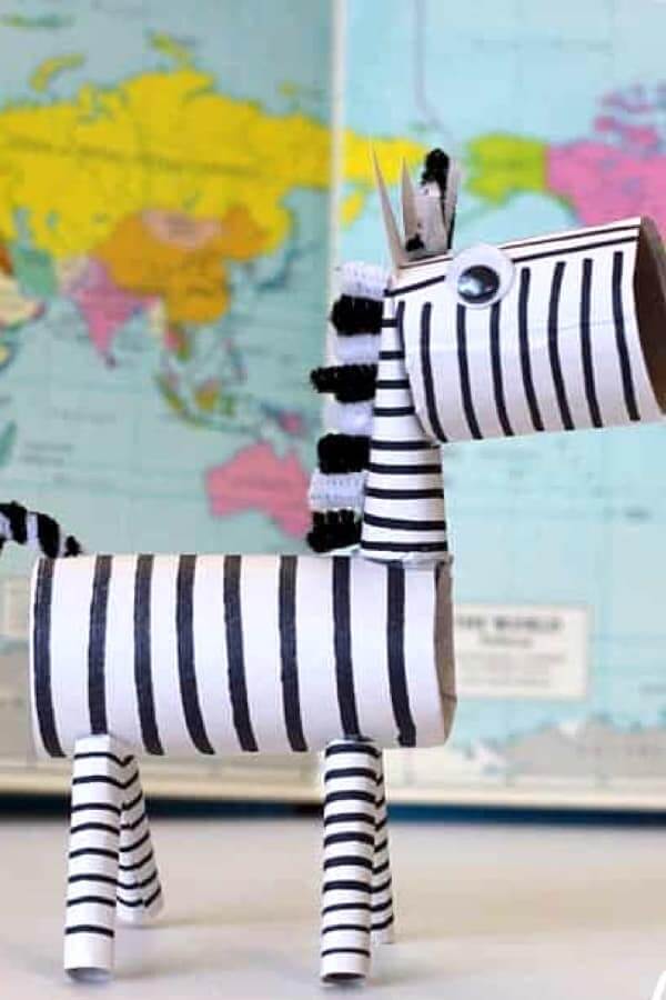 Striped Zebra Toilet Roll Craft Idea for Toddlers