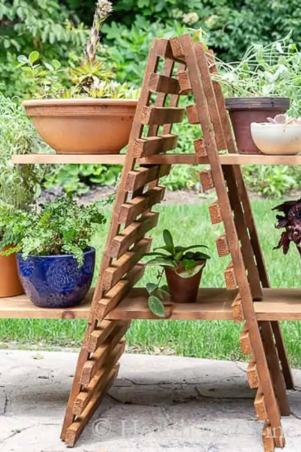 multi tier wood plant ladder