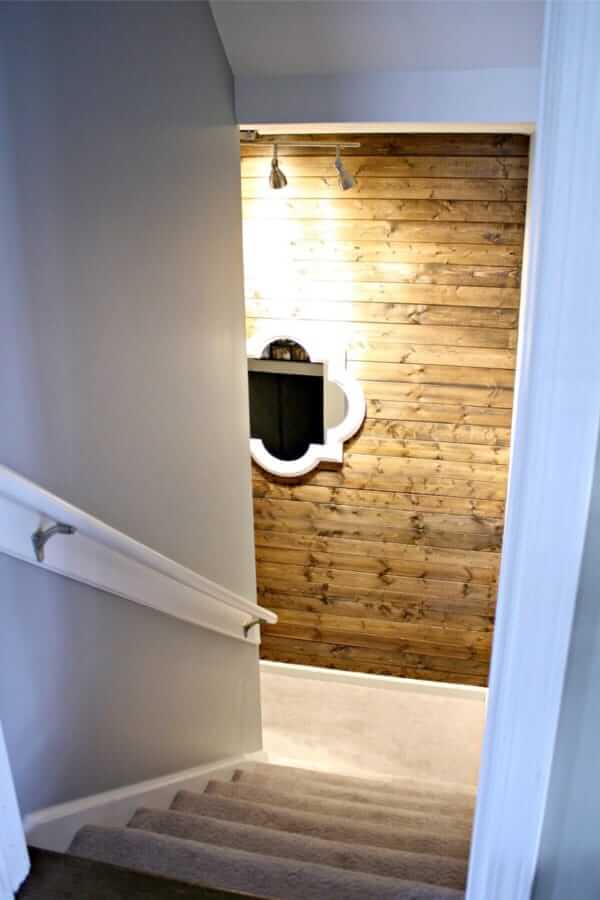 stairway wood accent wall
