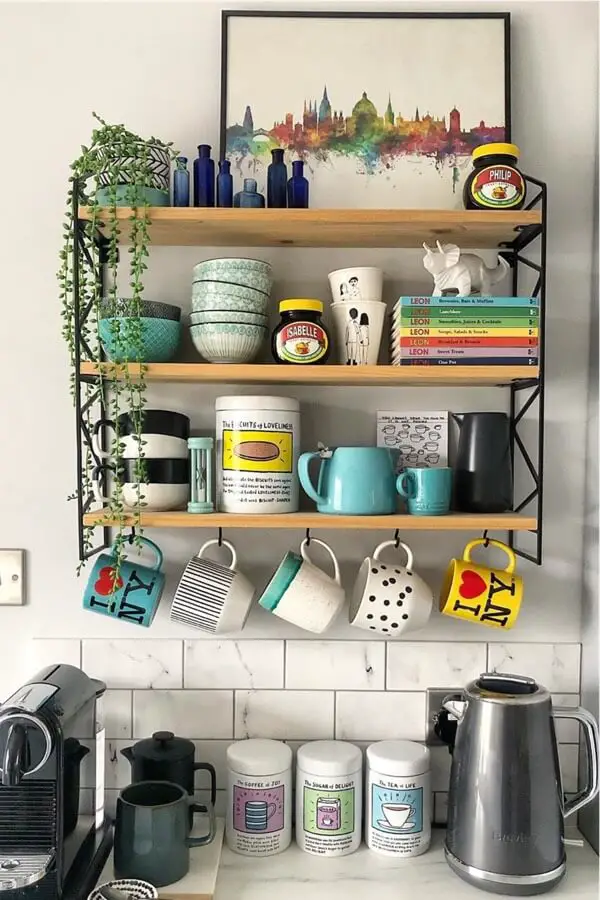 hanging shelf kitchen coffee bar