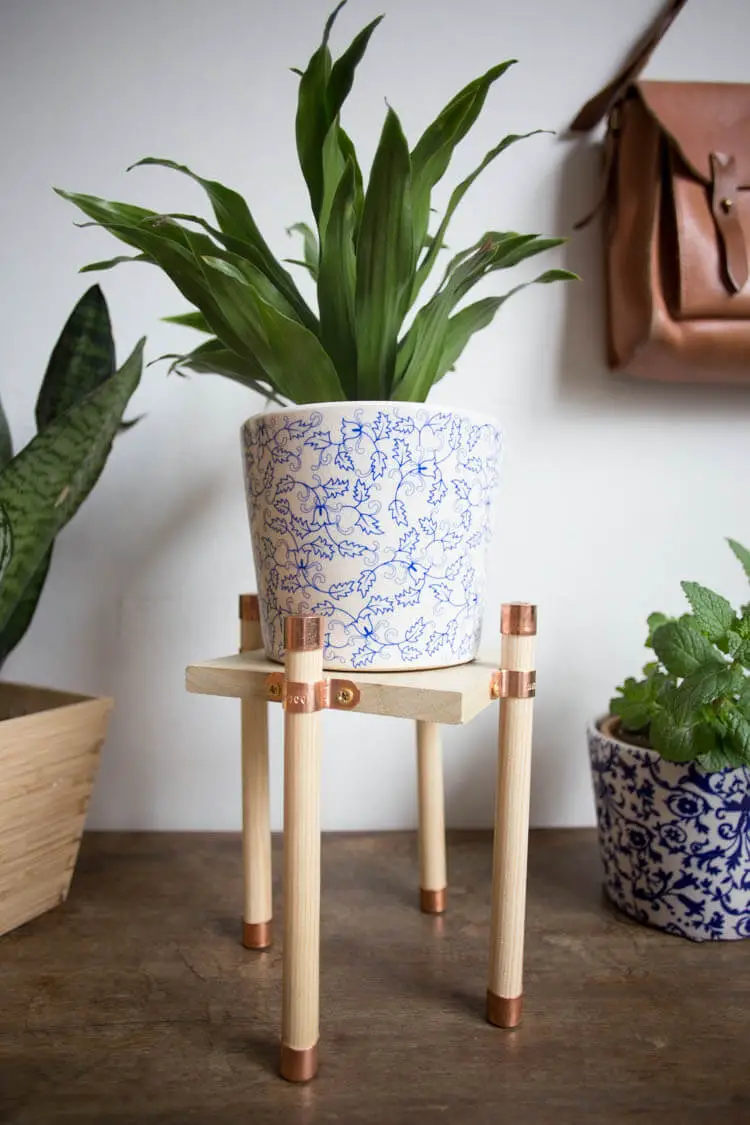 Copper Wood Plant Stand