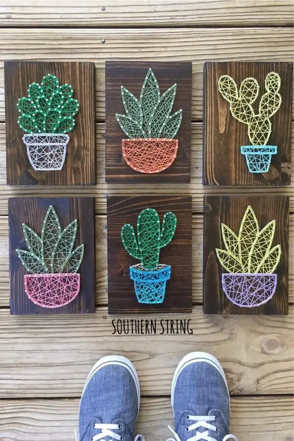 DIY Succulent Nail & String Signs