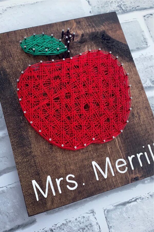 Apple Teacher String Art Sign