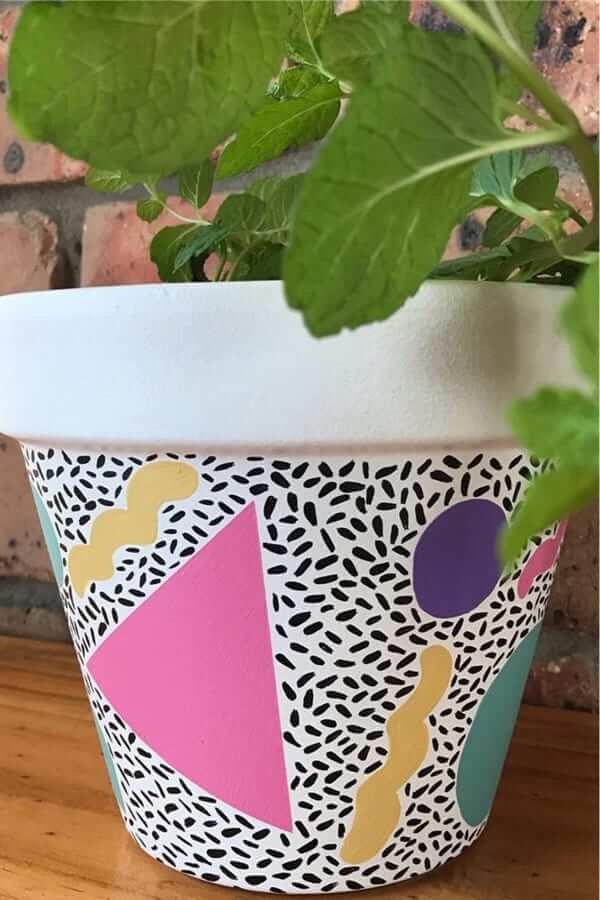 90s abstract clay pot paint