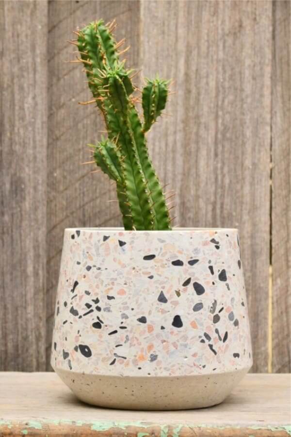painted clay pot terrazzo pattern