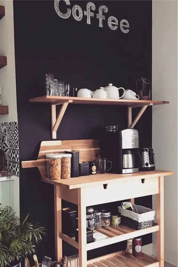 Wooden Coffee Bar Inspiration = easy coffee bar for home