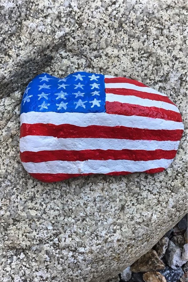 American Flag Painted Rock