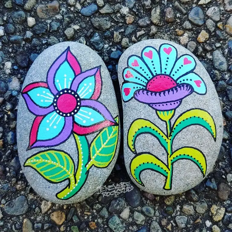 Flower Design For Painted Pebbles
