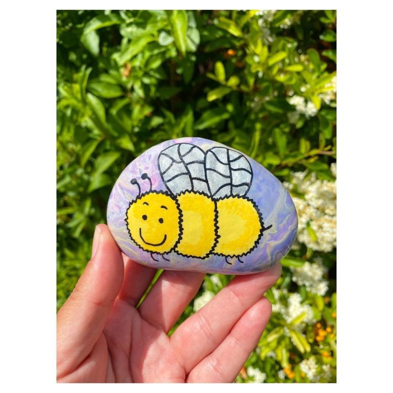 Cute Bumblebee Painted Pebble