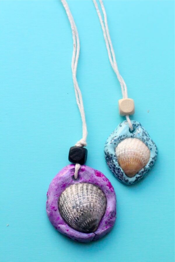 clay seashell necklaces