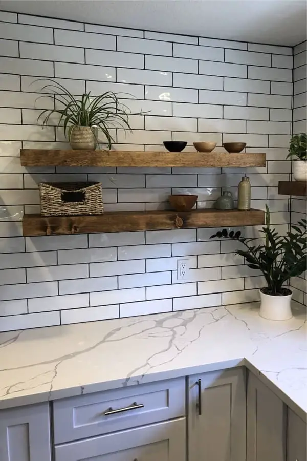 Kitchen Floating Shelves floating shelf on backsplash