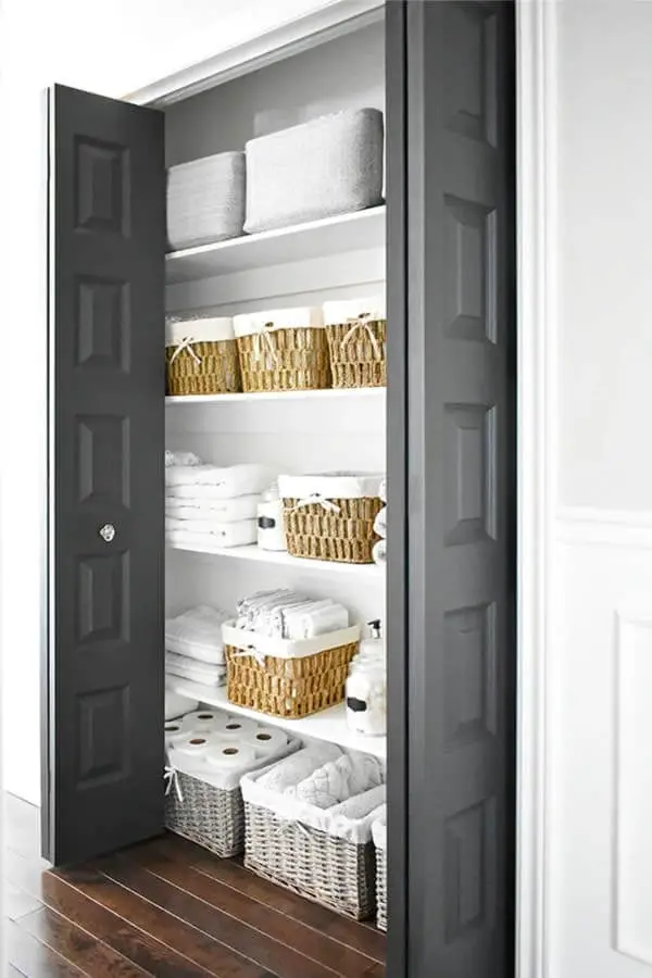 Modern Farmhouse Linen Closet Storage