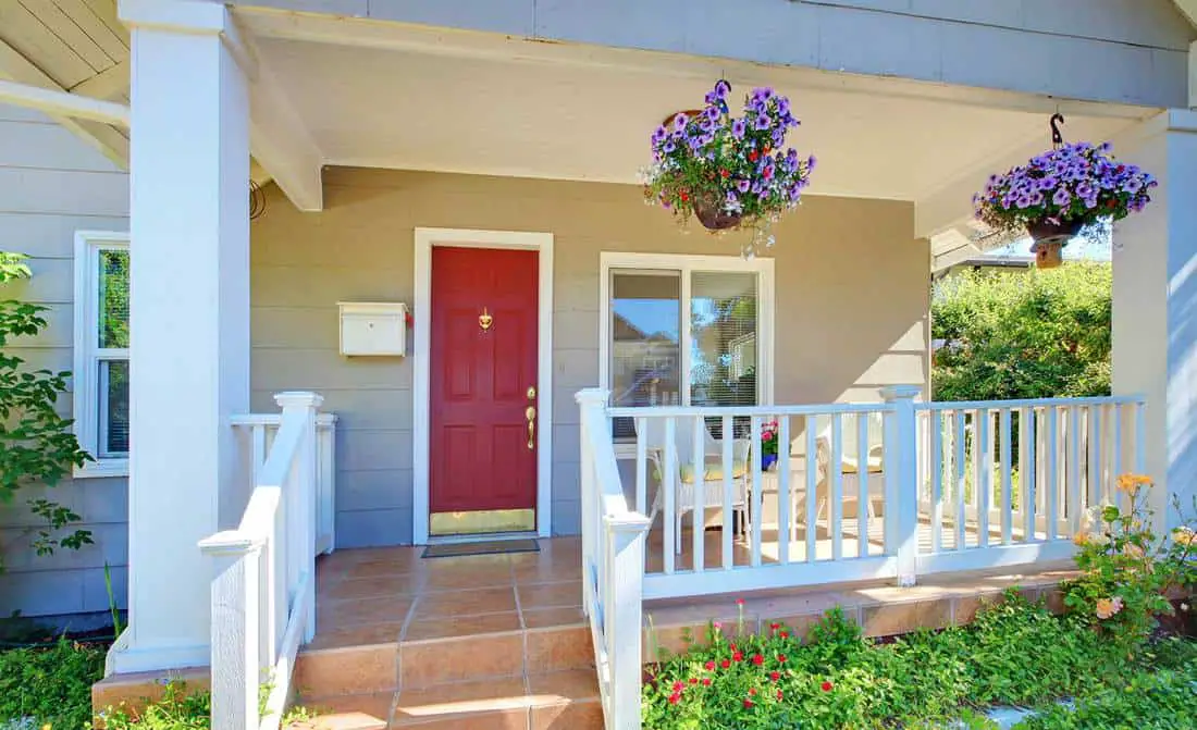 Cozy Red Front Door for Gray House