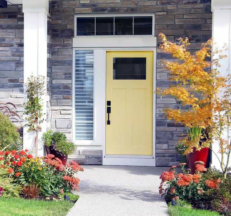 Pastel Yellow Color - Gray House Front Door Colors