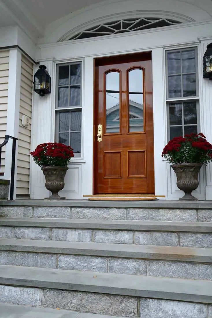 Wooden Brown Door for Gray House