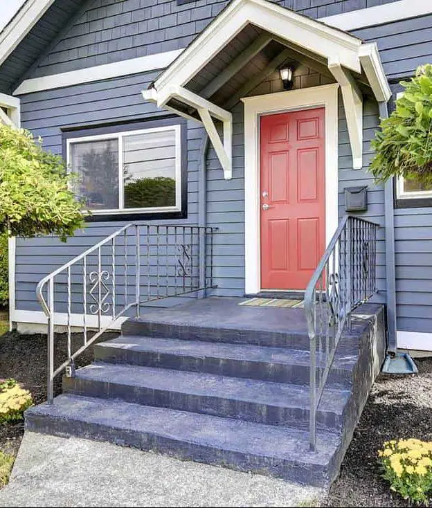 bright red front door colors for gray house