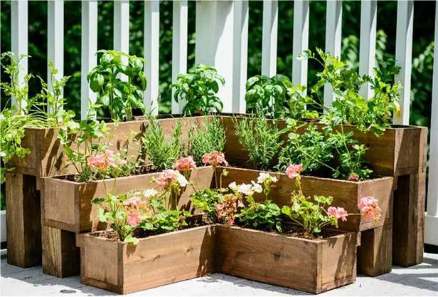  Tiered Wooden Boxes on a Deck or Balcony