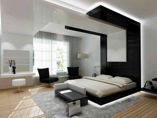 Monochromatic Bedroom with Sitting Area