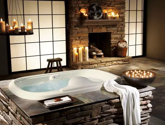 Rustic Elegant Drop-In Tub Surround Design