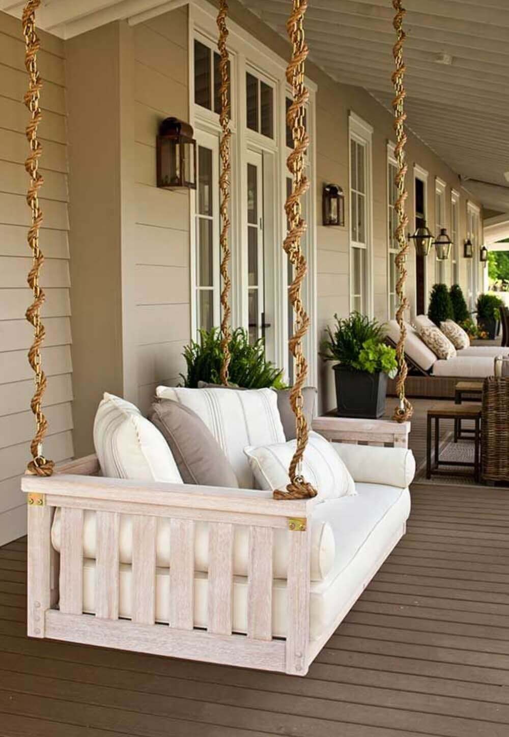 Bed-To-Porch Suspended Swing - farmhouse porch decor