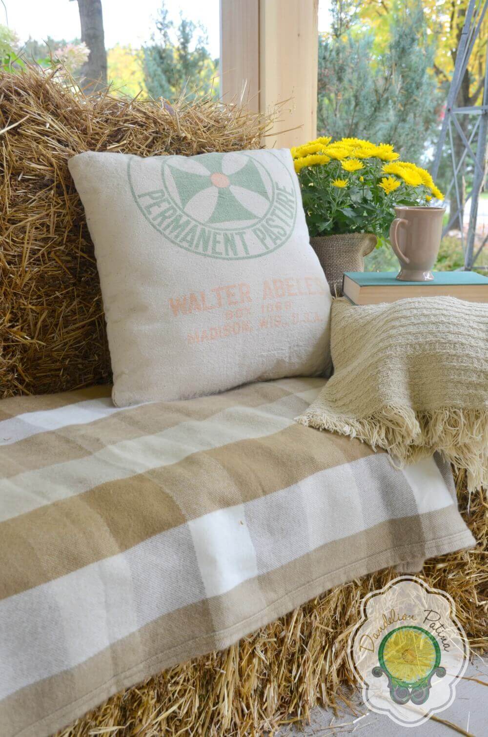 Haystack Stuffed Sofa - farmhouse front porch ideas