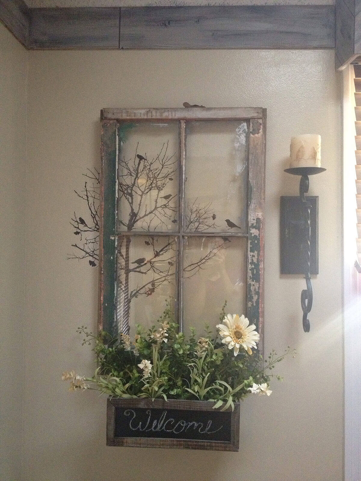 Repurposed Window Planter with a Sign