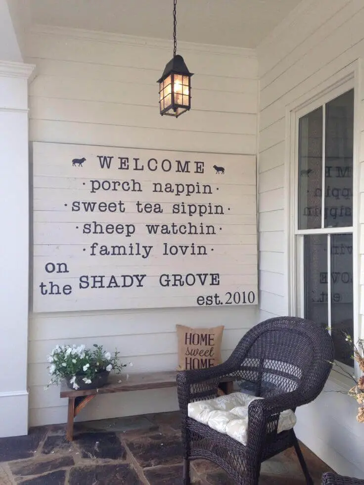 Eye-Catching Welcoming Sign - farmhouse porch decor