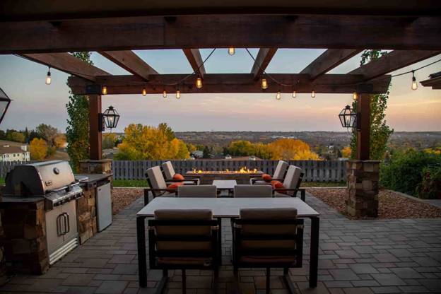 A Stylish Freestanding Patio with Traditional Accent