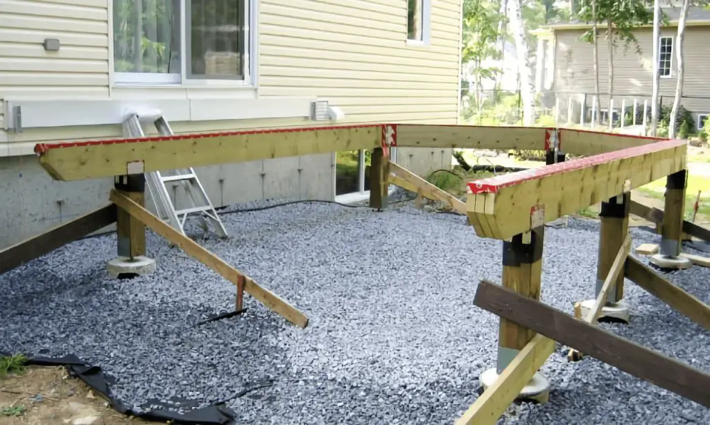 raised concrete patio deck