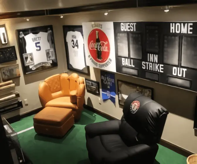 Baseball Enthusiast Man Cave