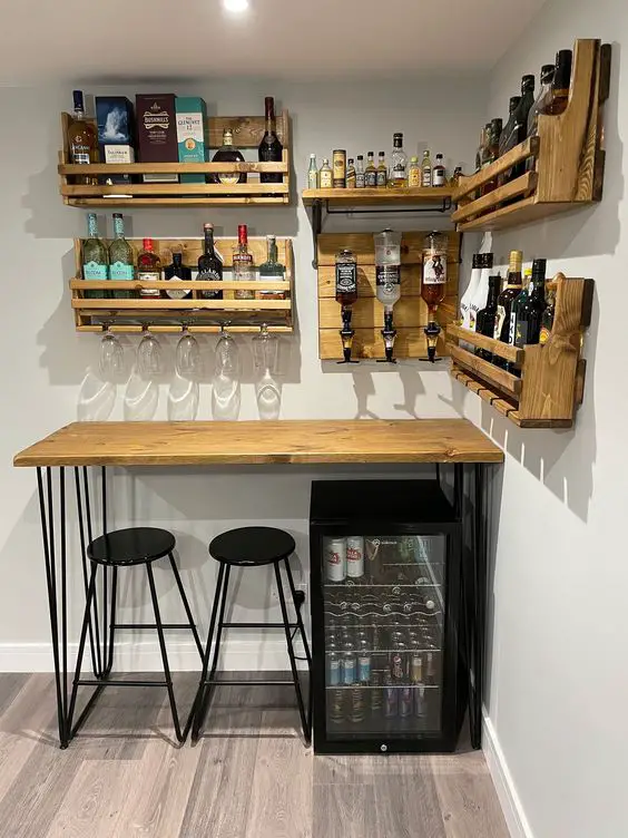 Mounted Mancave Bar - Small Man Cave Ideas on A Budget