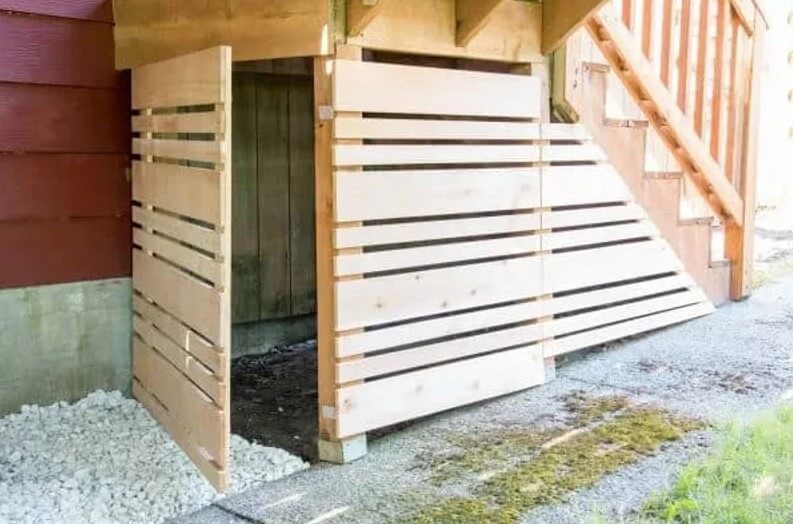 Under Deck Storage with Removable Fence Panel