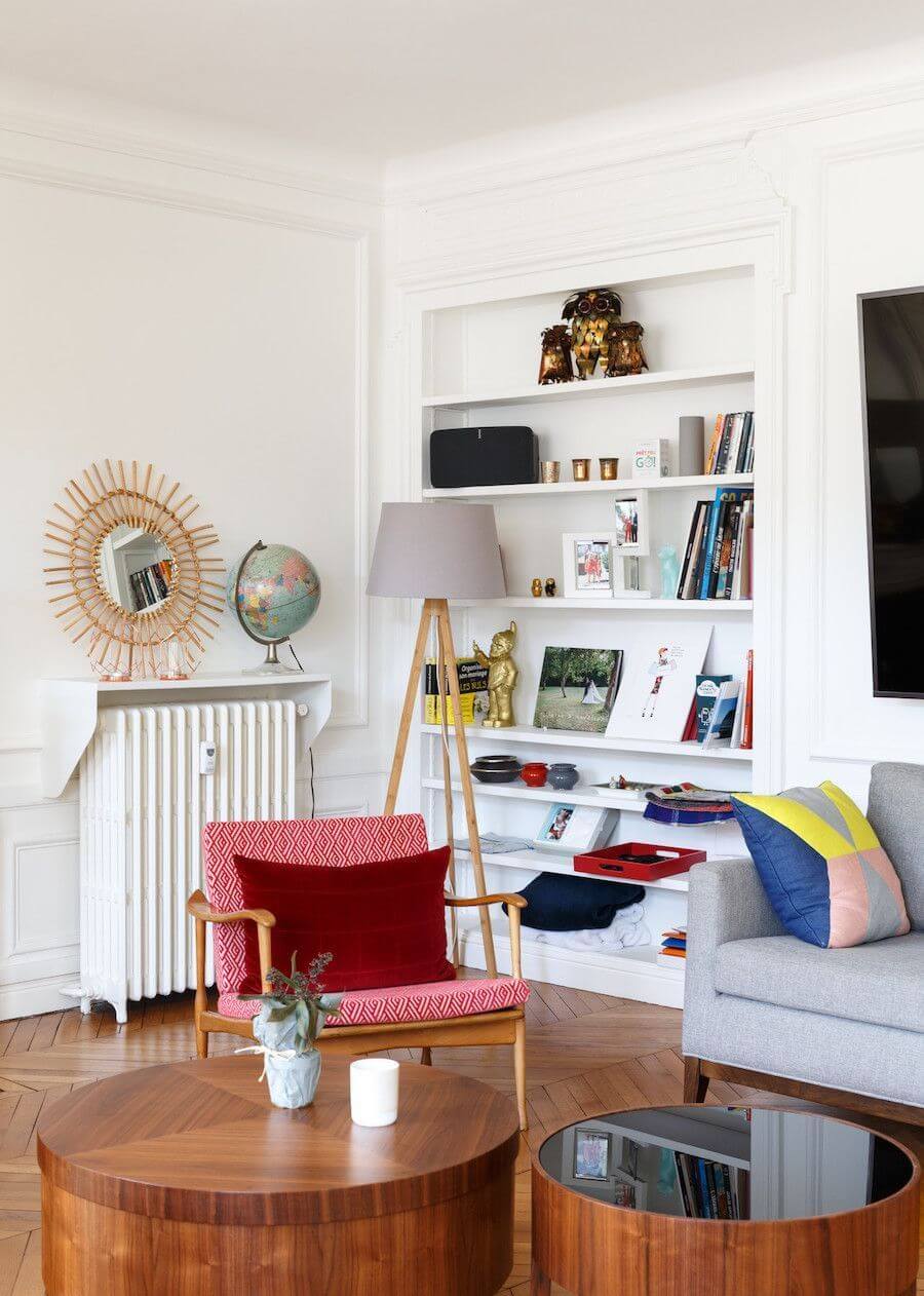 Parisian living room with mid century modern furniture