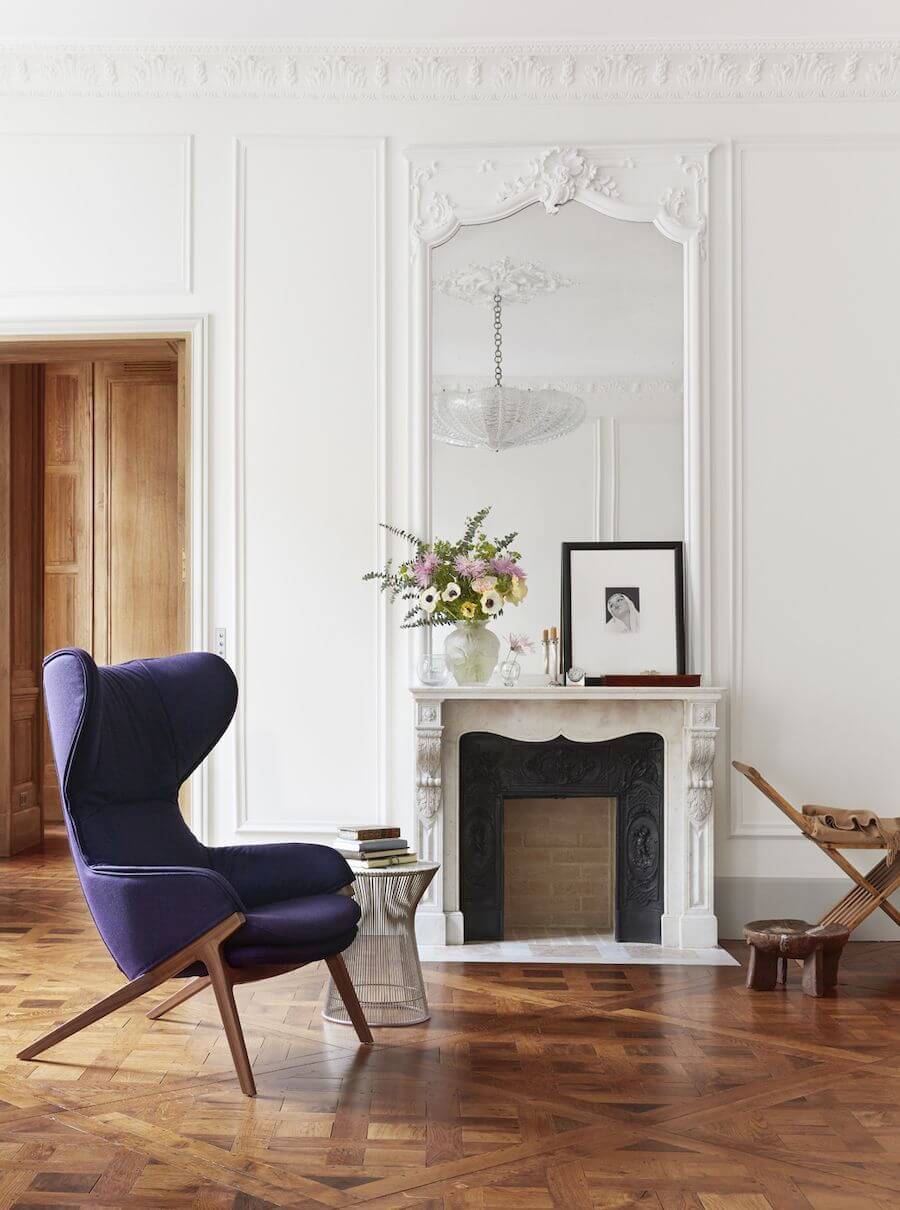 Mid-century modern purple accent chair