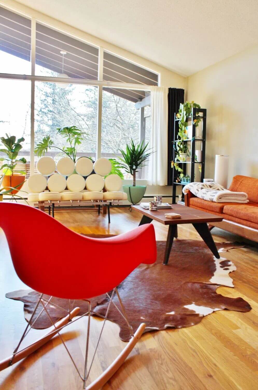Mid Century Modern Living Room with Eames Rocker Chair