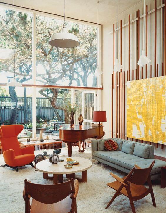 Mid Century Modern Living Room with Egg Chair