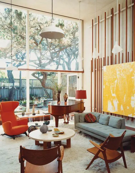 Mid Century Modern Living Room with Egg Chair