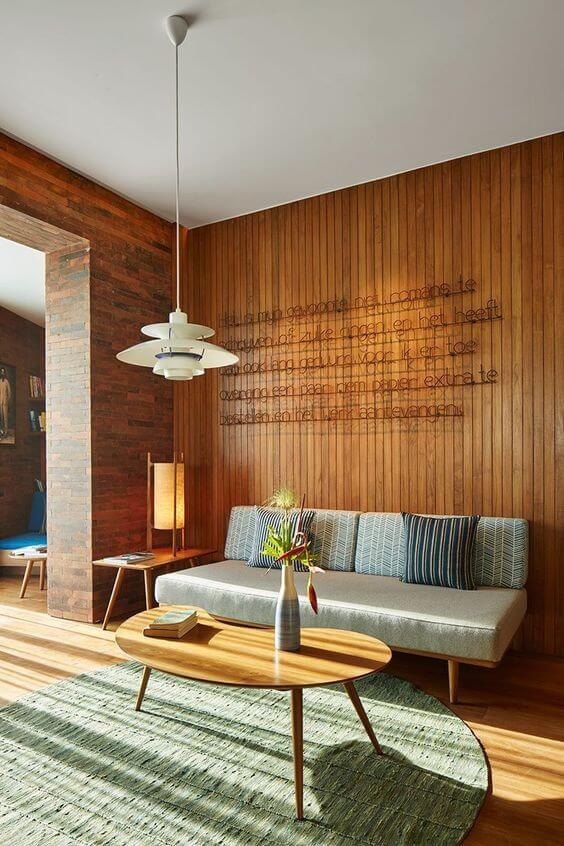 Mid Century Modern Living Room with Wood Paneling