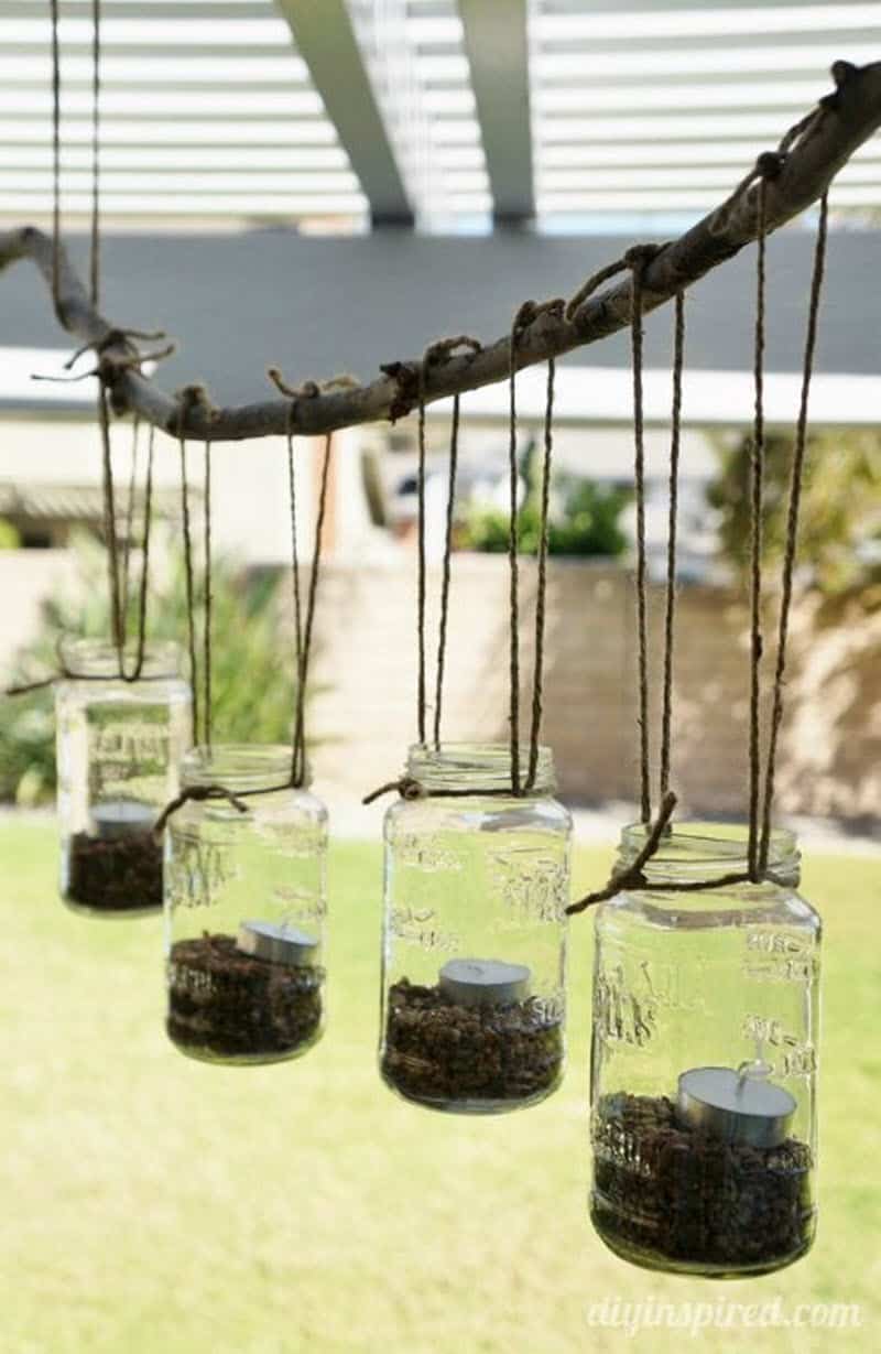DIY masson jar lights for outdoor living