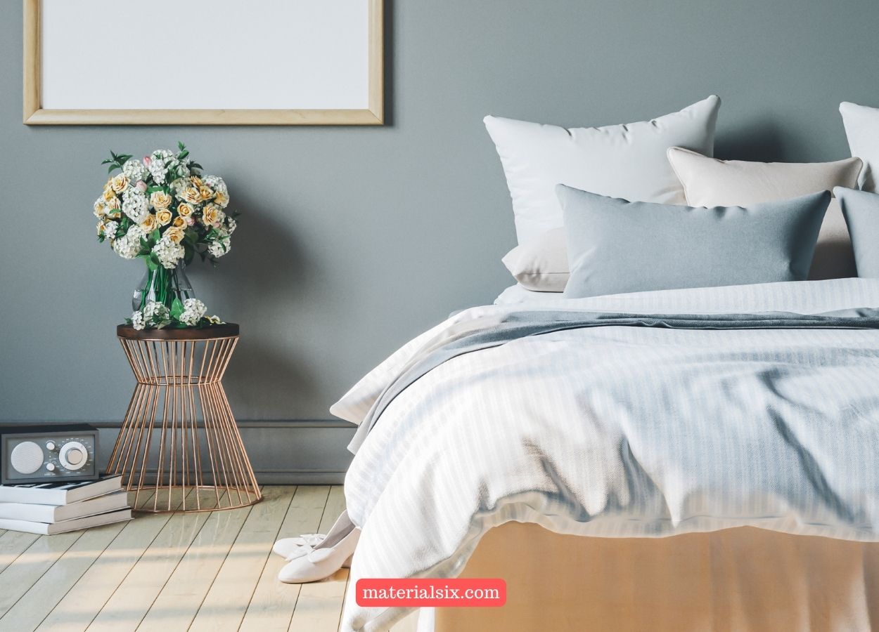 Relaxing bedroom designed in soothing blue tones for optimal sleep