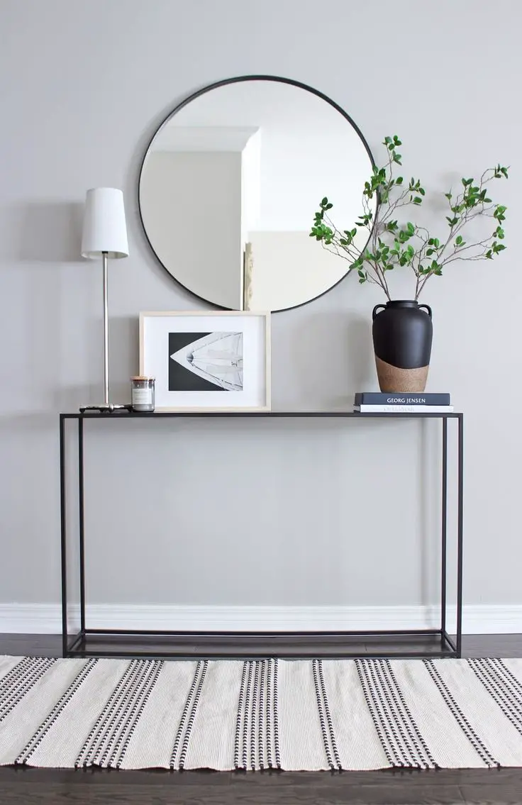 Sleek and modern entryway table featuring minimalist design elements