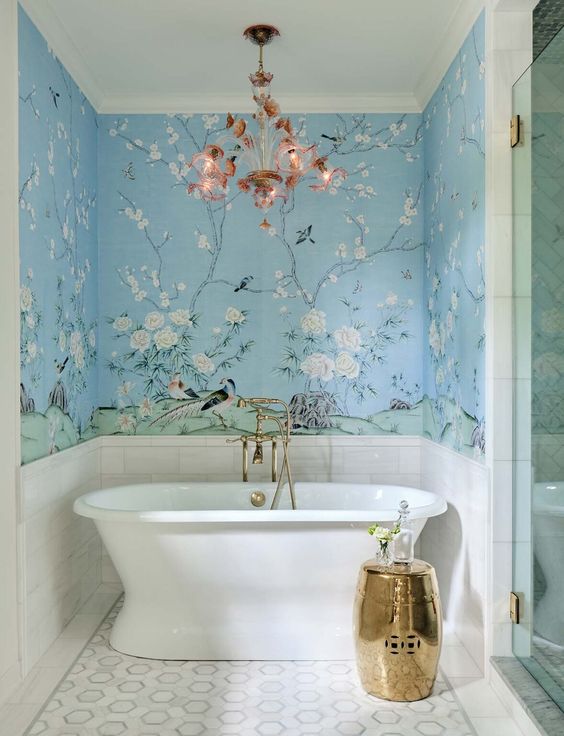 Adding a Pop of Color - Bathroom Wallpaper Ideas