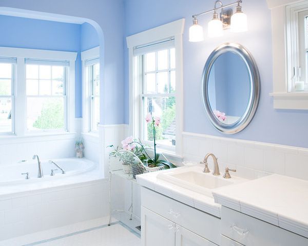 Electric Blue and Green Bathroom Color Scheme