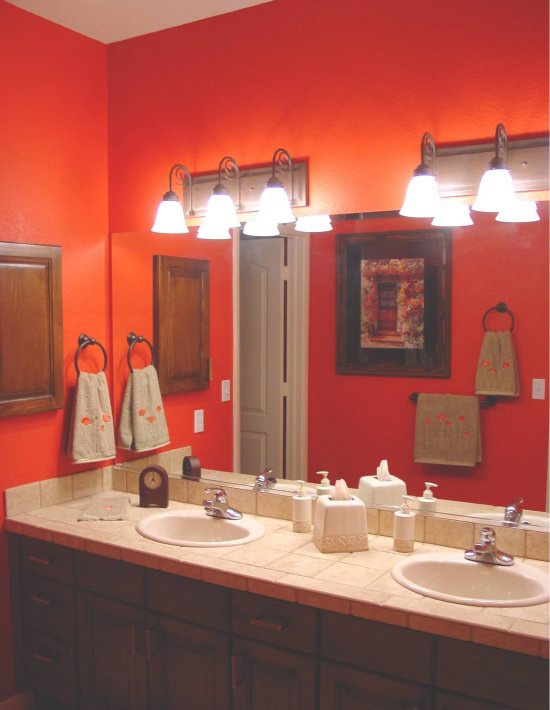 Fiery Red and Orange Bathroom Color Scheme