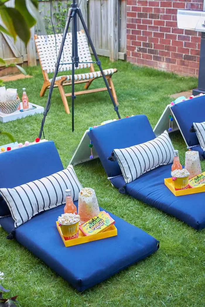 DIY movie seats on a lawn