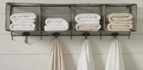Wire Rack & Hooks - Bathroom Towel Racks