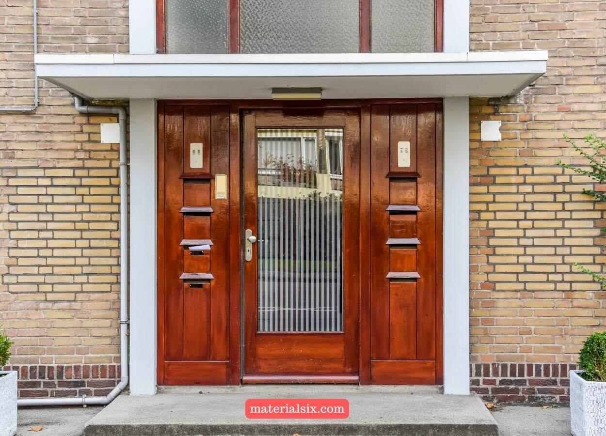 Rich mahogany front door showcasing elegance and timeless beauty